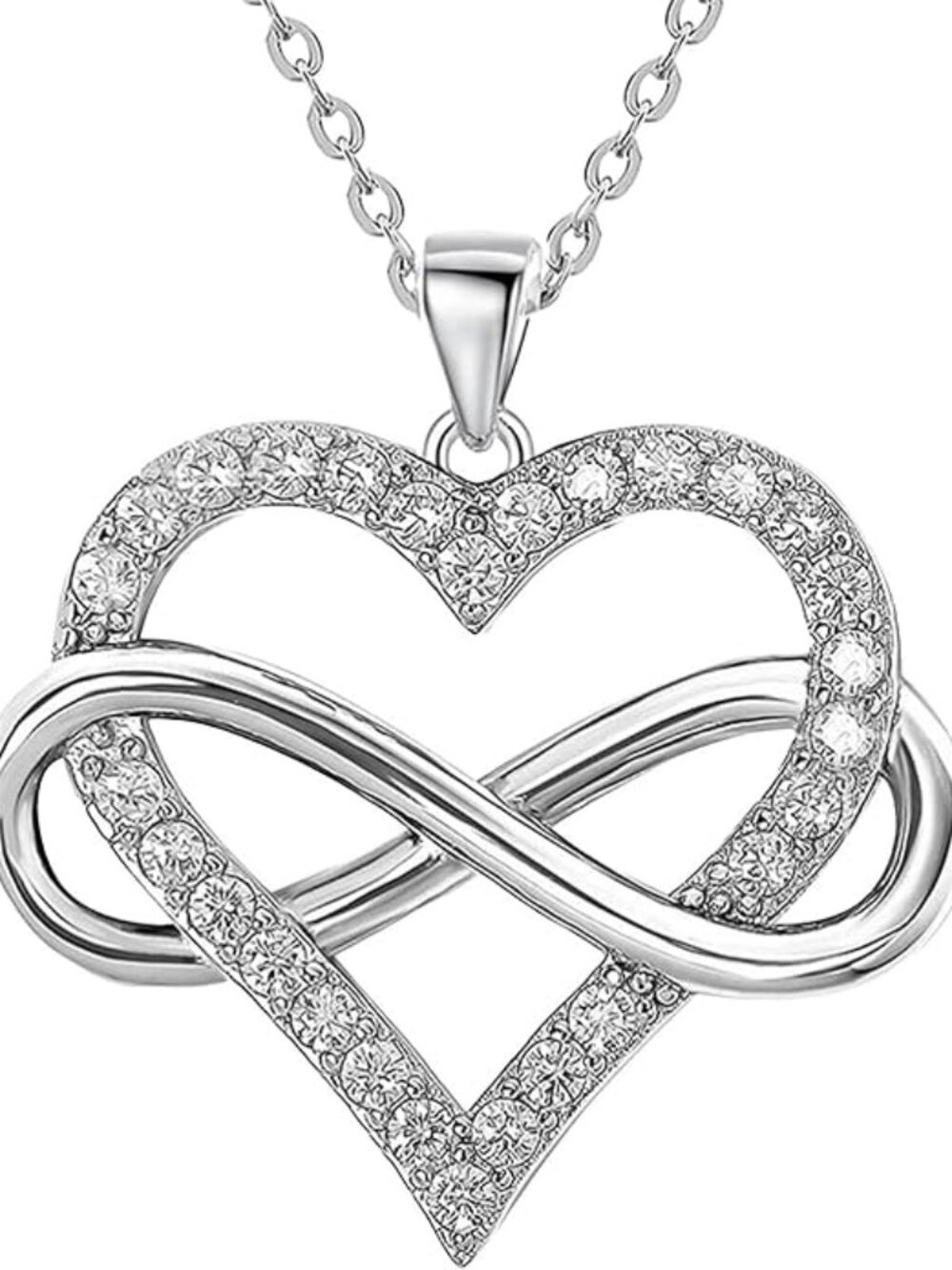 Infinity Heart Necklace for Women Love Heart Pendant with Cubic